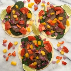 Gluten-free Steak Tacos with extra peppers